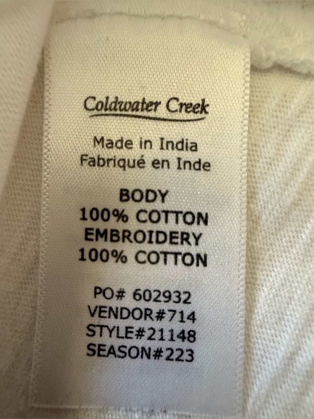 Coldwater Creek White Embroidered Cotton Tank Top V-Neck A-Line Medium - Picture 5 of 7
